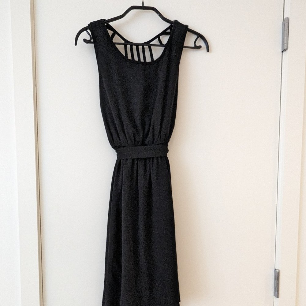 Black Summer Dress | High Front, Long Back | Size Medium
